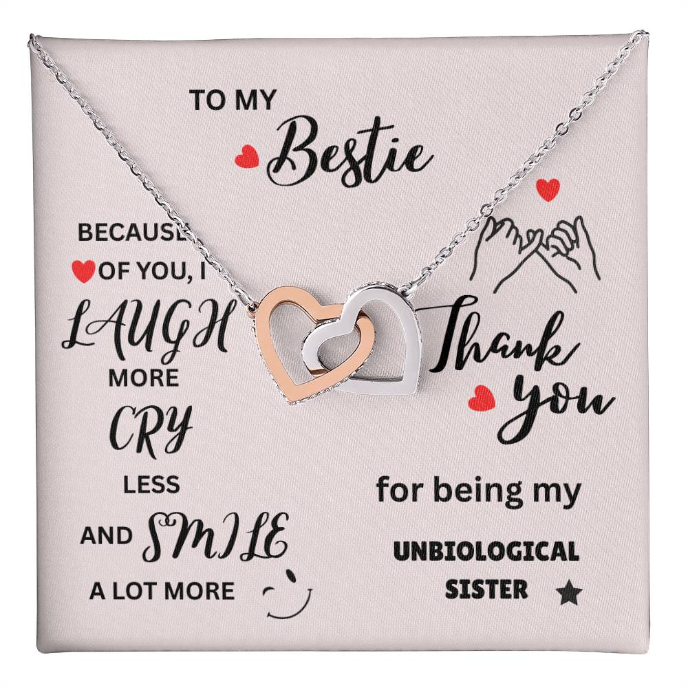 To My Bestie -Interlocking Hearts Necklace (Yellow & White Gold Variants)