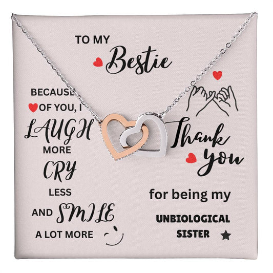 To My Bestie -Interlocking Hearts Necklace (Yellow & White Gold Variants)