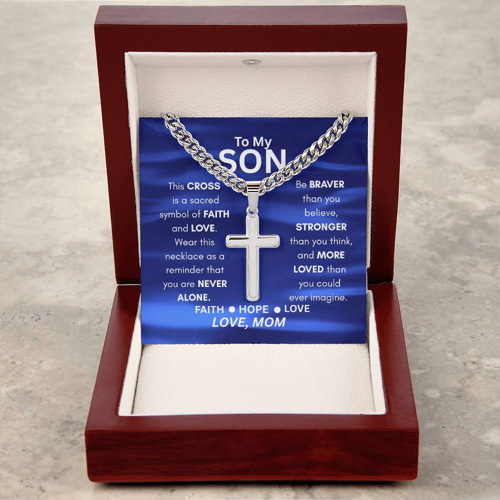 Cross Cuban Link Chain From Mom to Son