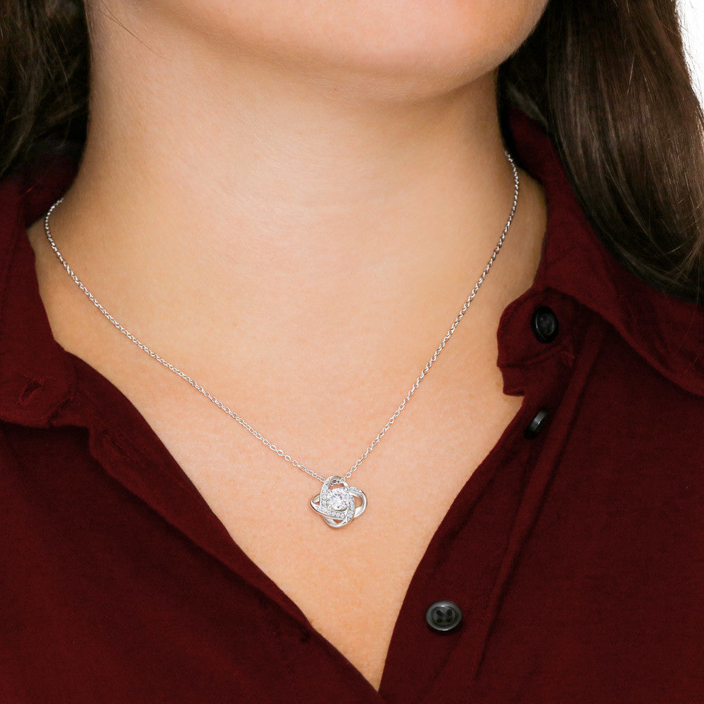 To My Daughter - Love Knot Necklace (Yellow & White Gold Variants)